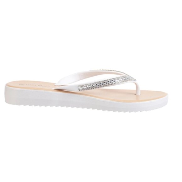 Just Be… White Jeweled Line Flip-Flops - Size 6 - Picture 2 of 3